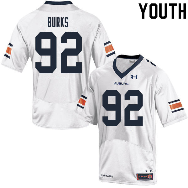 Auburn Tigers Youth Marquis Burks #92 White Under Armour Stitched College 2020 NCAA Authentic Football Jersey ROZ2074MG